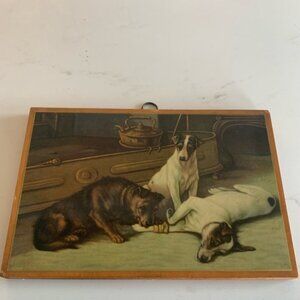 Antique Dog decoupage Wooden Plaque